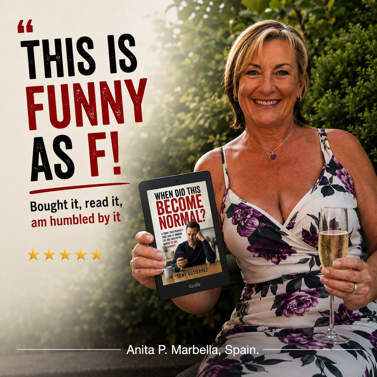 Reader review: "This is funny as F!" Anita P., Marbella, Spain